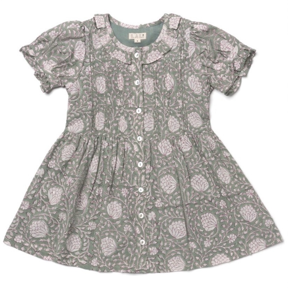 Lali Kids Ivy Dress Green Lotus Print